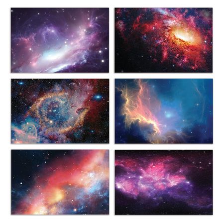 BETTER OFFICE PRODUCTS All Occasion Greeting Cards, 4in. x 6in. 6 Cosmic Galaxy Designs, Blank Inside, 50PK 64575